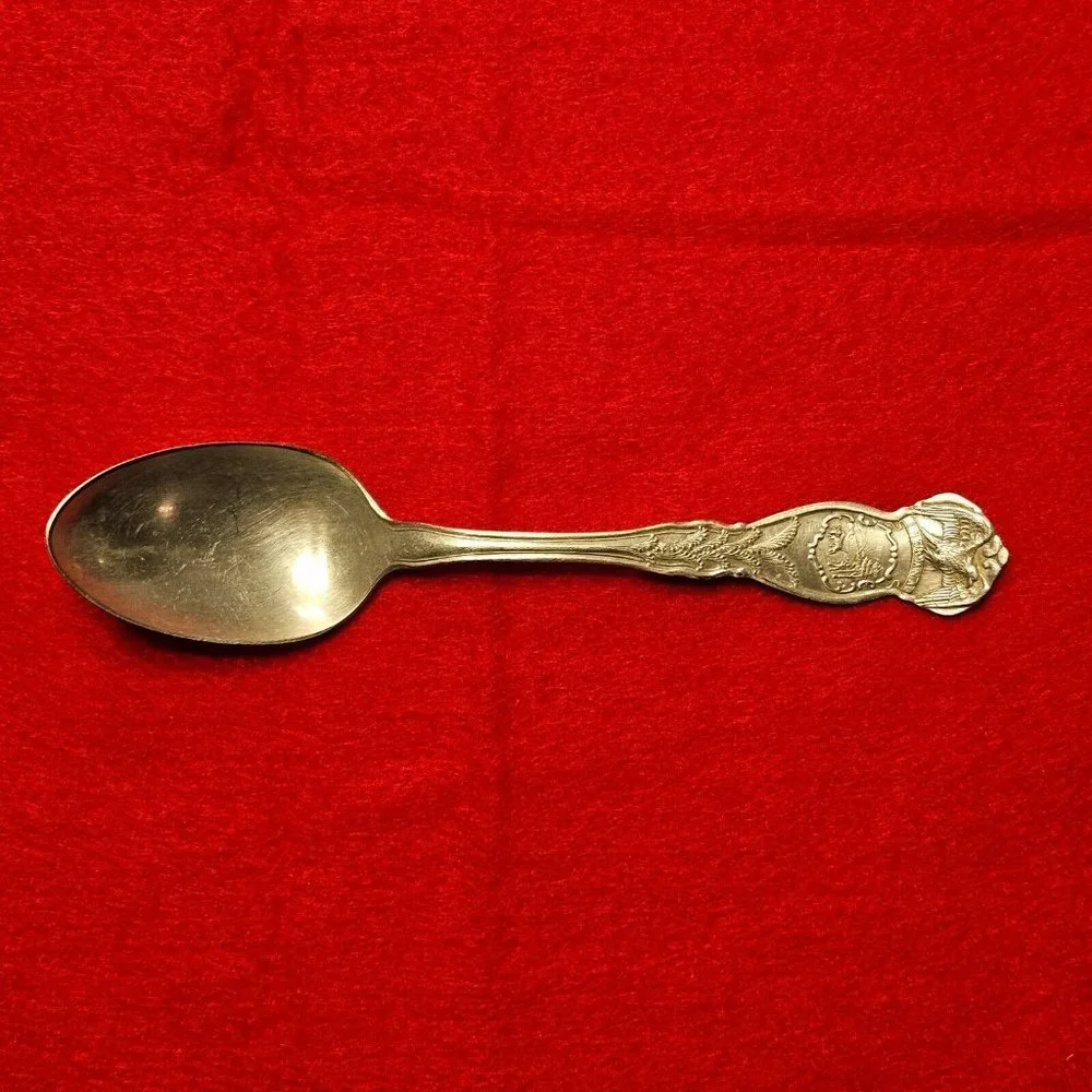 3 State Souvenir Spoons IL IN TX Rogers & Son AA Eagle Silver-plate Vintage 1915